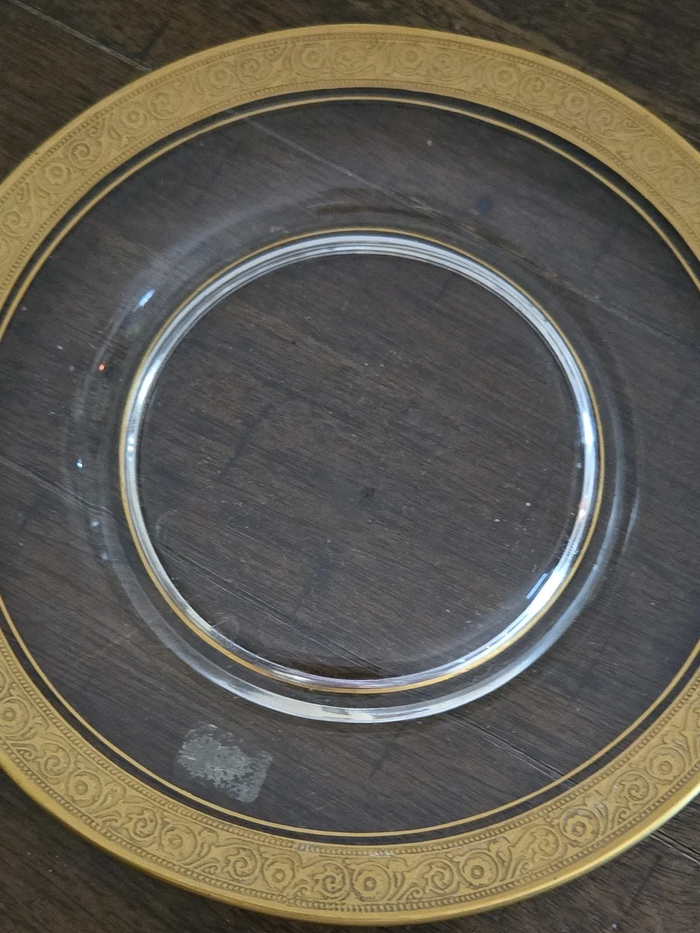 Clear Glass Salad Plates with Gold Rim - Set of 4
